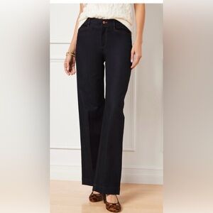 Talbots ultra wide leg denim trousers jeans Dakota wash size 14 nwt